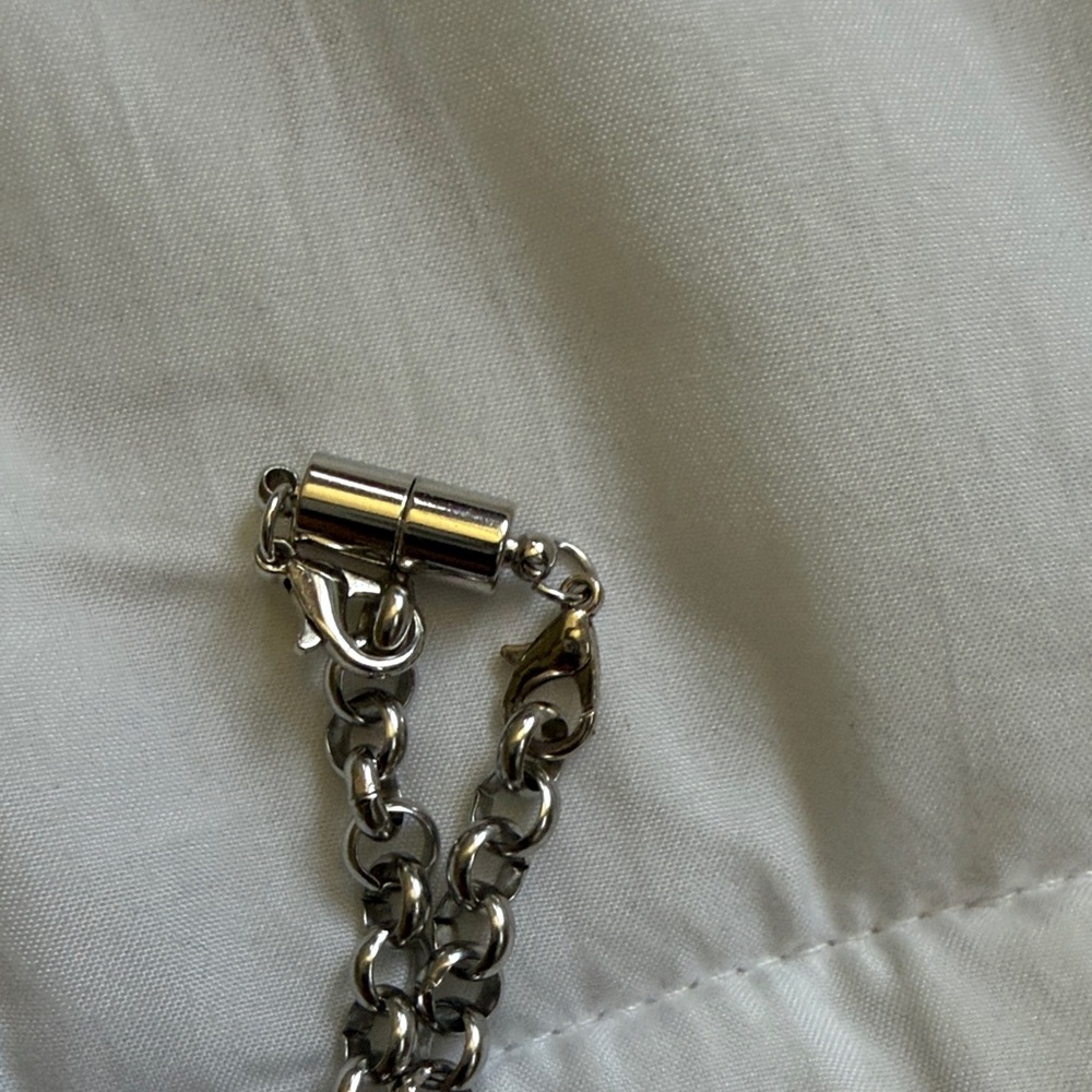 Layered Silver Angel & Heart Necklace with Black Bead Accents - Picture 5 of 9